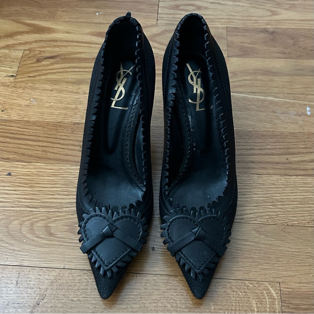 Rare Vintage YSL Yves Saint Laurent black heart heels